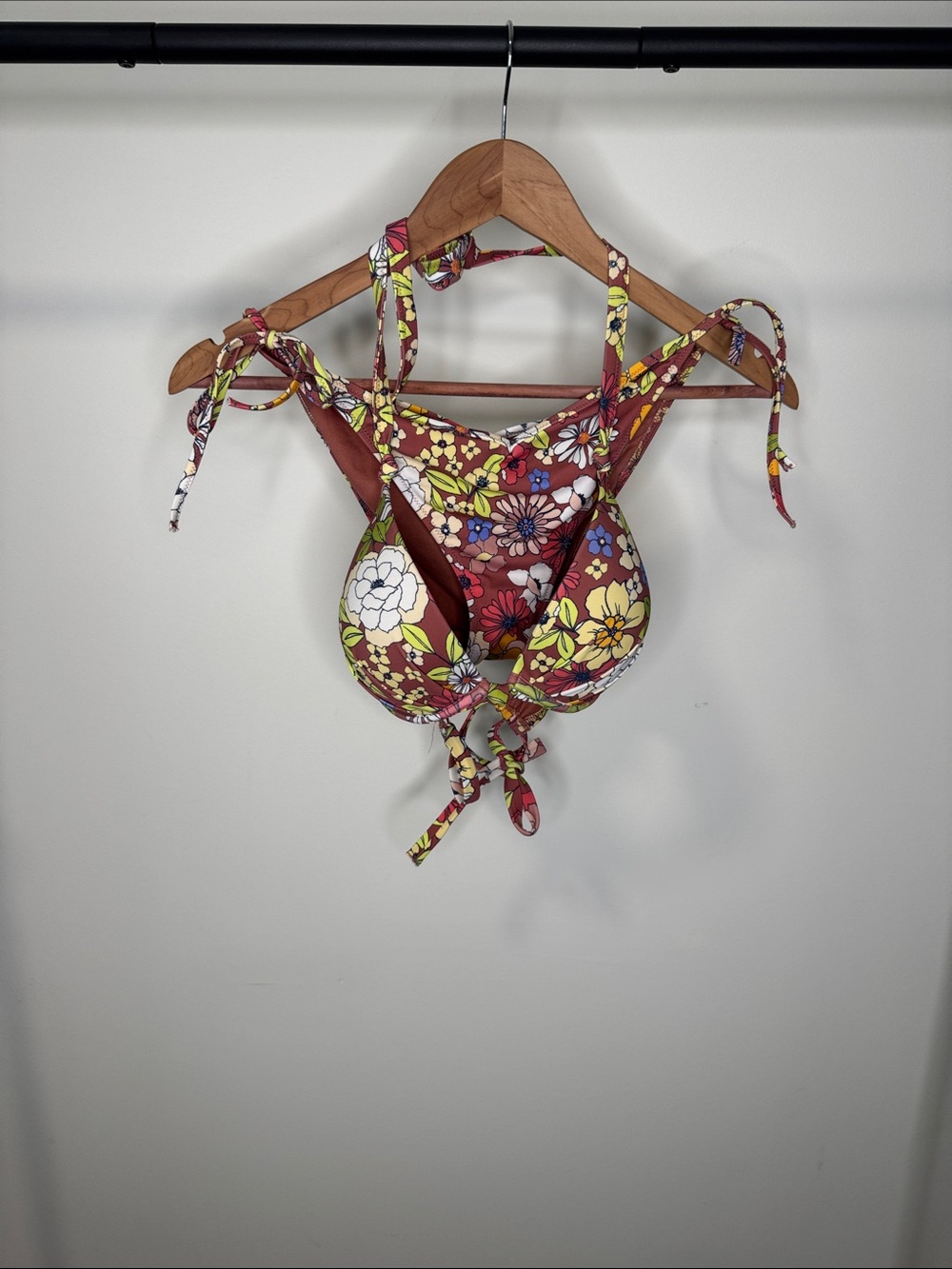 Adore Me Floral Tie-Shoulder Bikini Top & Bottom - Pink Floral top is 34D